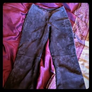 Bebe, dark brown, real suede leather pants